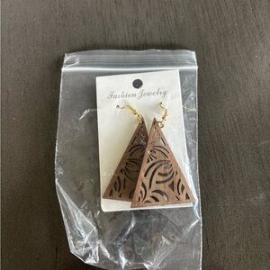 Brown Wooden Triangle Earrings